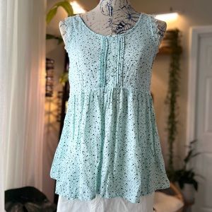 Light blue babydoll shirt Lauren Conrad polka dots tank